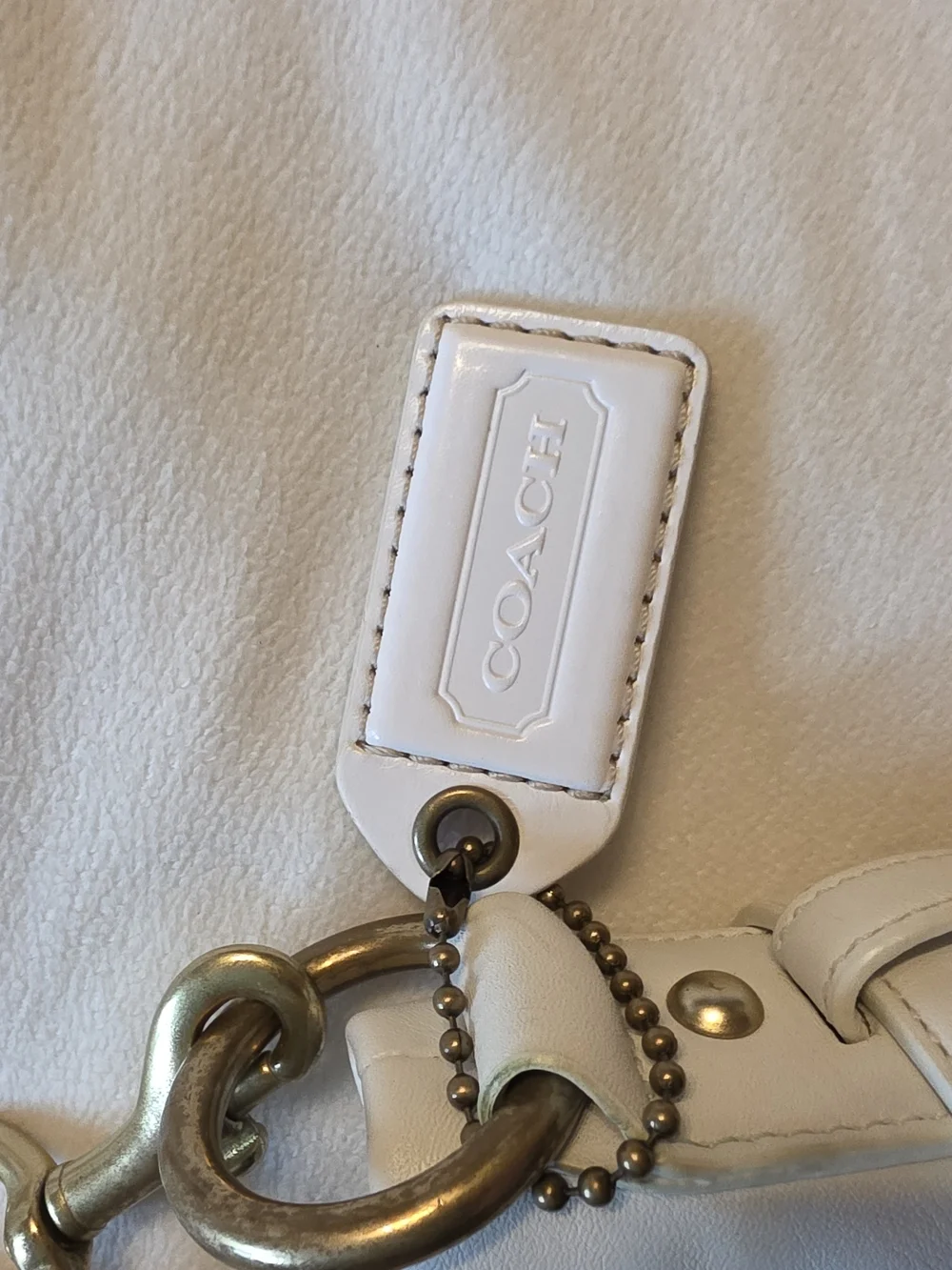 Coach White Leather Hobo with Gold Hardware